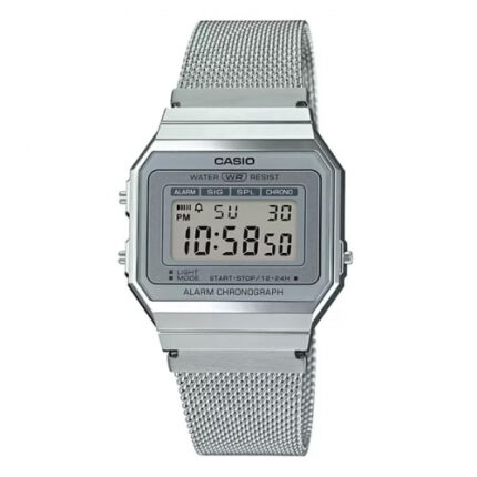 Casio A700WM-7ADF Classic Vintage Digital Silver Mesh Chain Watch