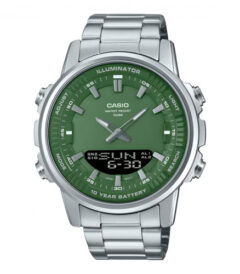 CASIO AMW-880D-3AVDF Analog-Digital Green Dial Stainless Steel Men's Watch