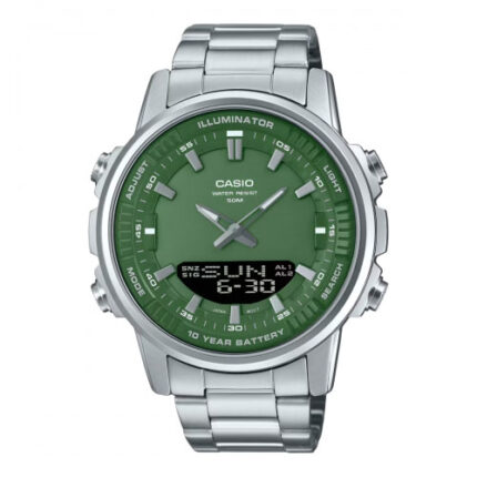 CASIO AMW-880D-3AVDF Analog-Digital Green Dial Stainless Steel Men's Watch