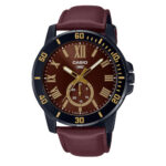 CASIO Analog Dark Brown Leather Strap Men's Watch MTP-VD200BL-5BUDF
