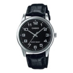 CASIO Black Leather Black Dial Watch For Men MTP-V001L-1BUDF